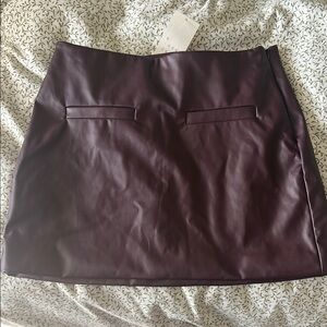 Mini Faux Leather Burgundy Skirt